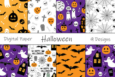 Set seamless pattern Halloween vector illustration