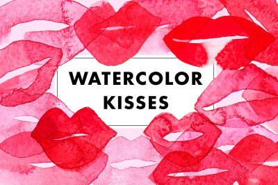 Watercolor lips &amp; kisses