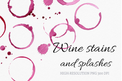 WATERCOLOR Wine Stains, Rings and Splashes Clipart PNG
