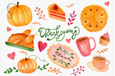 Thanksgiving watercolor CLIPARTS