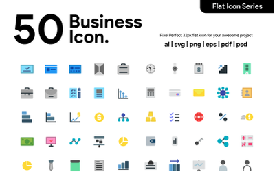 50 Business Icon Flat