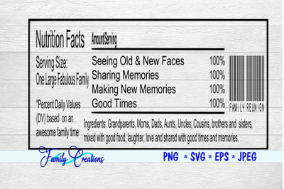 Fabulous Family Reunion Nutrition Label