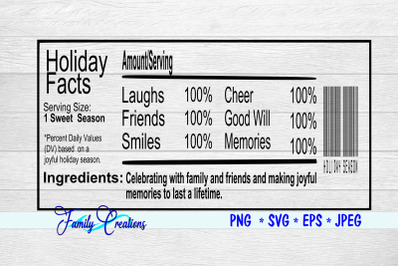 Holiday Facts Nutrition Label