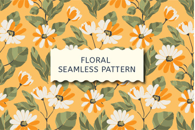 Vector yellow floral seamless pattern.