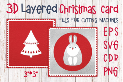 3D Layered Christmas card with bunny