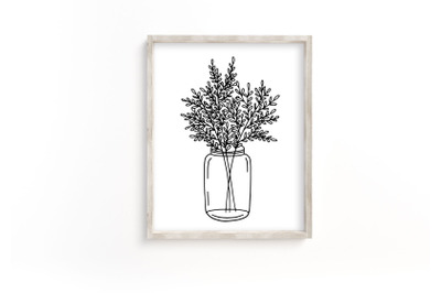 Mason jar with branches SVG, PDF, JPEG,PNG. Crafters flie