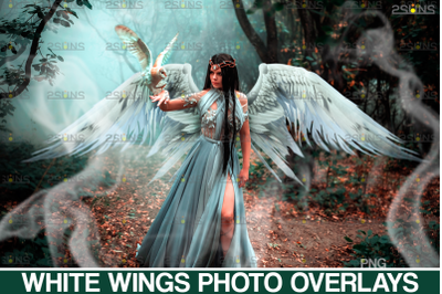 Realistic White Angel Wings Photoshop Overlays