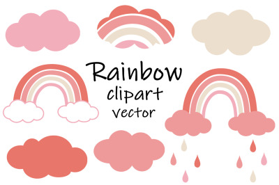 Set of colorful stylized rainbow vector illustration