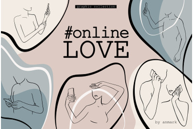 Online Love. Social Media Line Art