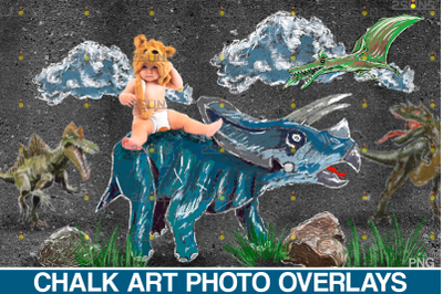 Dinosaurs Chalk art overlays, Dinosaur backdrop