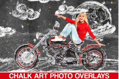 Overlay Father&#039;s day Sidewalk Chalk art, Motorbike chalk