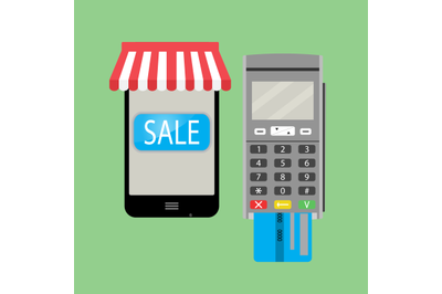 Online purchase with smartphone and credit card