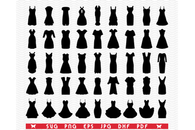 SVG &amp;nbsp;Women&amp;&23;039;s Dresses&2C; Black silhouettes&2C; Digital clipart