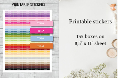 Yoga printable stickers&2C; Yoga tracker&2C; Yoga planner&2C; Sport planner