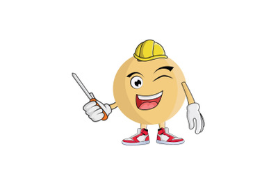 Langsat Construction Worker Fruit Cartoon Character Design