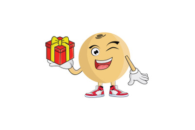 Langsat with Gift Fruit Cartoon Character Design