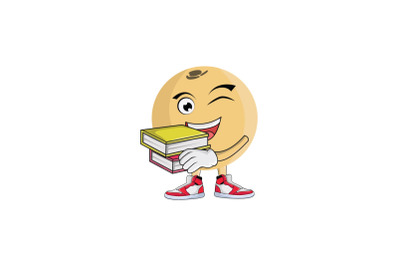 Langsat with Books Fruit Cartoon Character Design