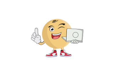 Langsat with Laptop Fruit Cartoon Character Design