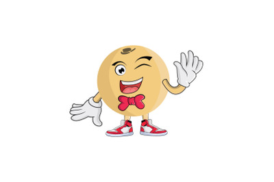 Langsat Waving with Bowtie Fruit Cartoon Character Design