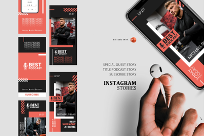 Podcast Instagram Stories and Post Template - gym motivationer podcast