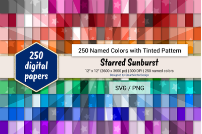 Starred Sunburst Digital Paper - 250 Colors Tinted