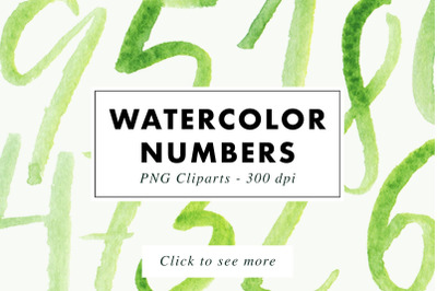 10 Watercolor Numbers PNG