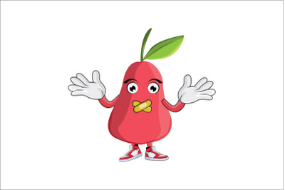 Rose Apple Shrugging Fruit Cartoon Character Design