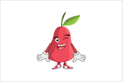 Rose Apple Wink Smile Fruit Cartoon Character Design