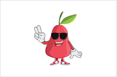 Rose Apple with Sunglasses Fruit Cartoon Character Design