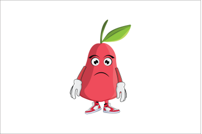 Rose Apple Sad Frown Fruit Cartoon Character Design