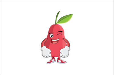 Rose Apple Wink Smile Fruit Cartoon Character Design