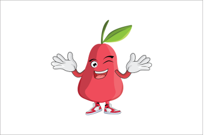 Rose Apple Wink Smile Fruit Cartoon Character Design