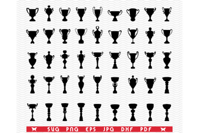 SVG Trophies&2C; Black silhouette digital clipart