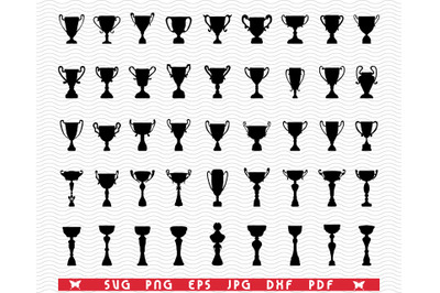 SVG Trophies, Black silhouette digital clipart