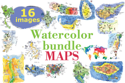 Watercolor bundle maps
