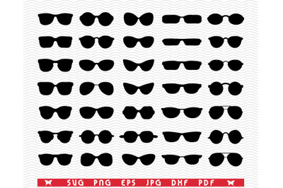 SVG Sunglasses, Black silhouette digital clipart