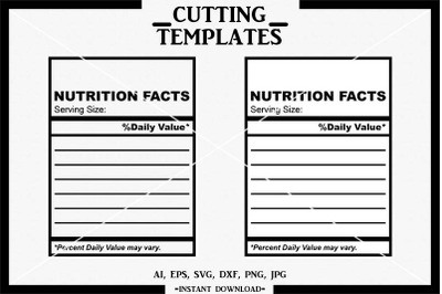 Blank Nutrition Facts, Nutrition Facts Template, Cricut, SVG