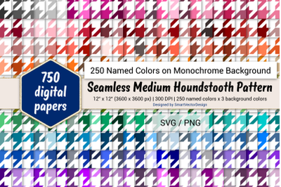 Seamless Houndstooth Digital Paper - 250 Colors on BG