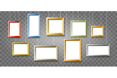 Colorful Picture Frames on Transparent Background