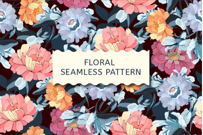 Vector seamless pattern. Garden flowers.