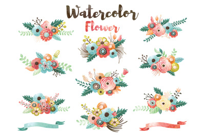 Watercolor Flower Bouquet Collection