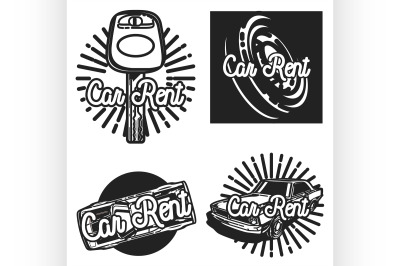 Color vintage car rent emblems