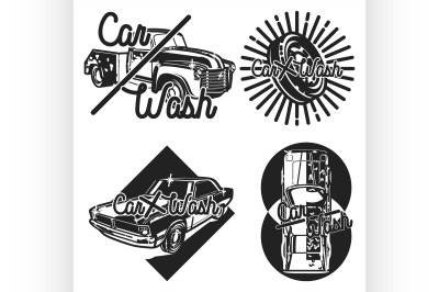 Color vintage car wash emblems
