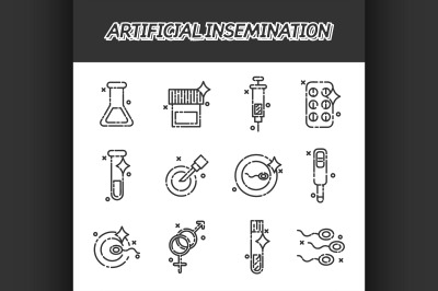 Artificial insemination icon set