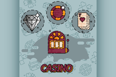 Casino flat concept icons