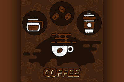 Coffee flat concept icons