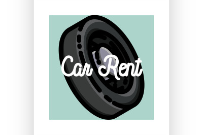 Color vintage car rent emblem