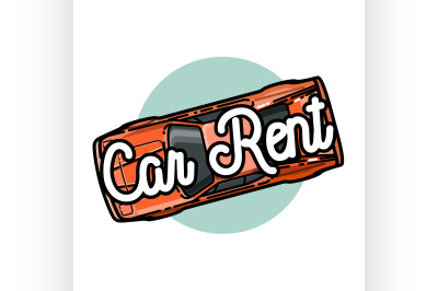 Color vintage car rent emblem