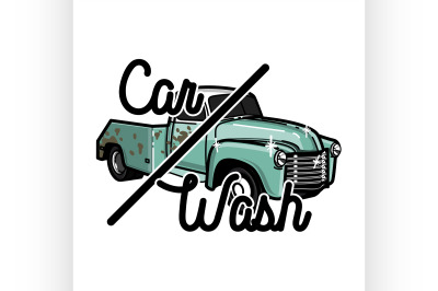 Color vintage car wash emblem