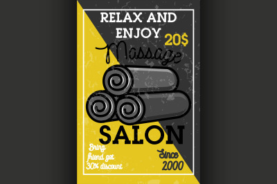 Color vintage massage salon banner
